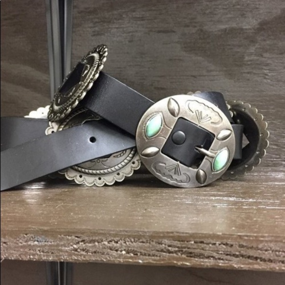 Leather Turquoise Concho Belt
